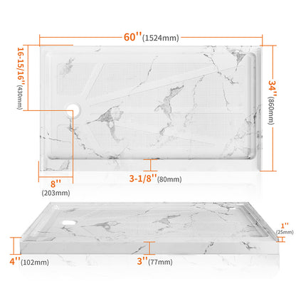 60 x 34 Left Drain Shower Base