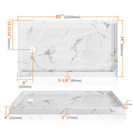 60 in. x 34 in. Left Drain Shower Base, Single Threshold Alcove Acrylic Shower Pan, Slip-Resistant Textured Floor, Multiple Finish Options