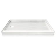 60 in. x 34 in. Left Drain Shower Base, Single Threshold Alcove Acrylic Shower Pan, Slip-Resistant Textured Floor, Multiple Finish Options