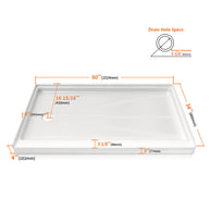 60 in. x 34 in. Left Drain Shower Base, Single Threshold Alcove Acrylic Shower Pan, Slip-Resistant Textured Floor, Multiple Finish Options