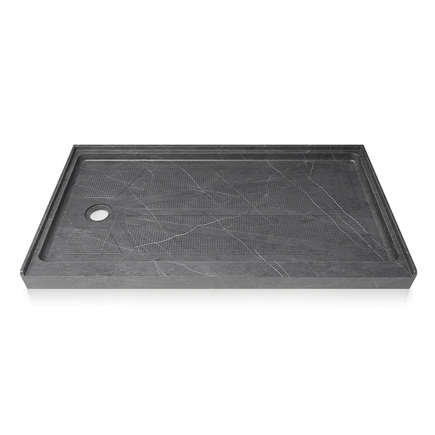 60 in. x 36 in. Shower Base with Left Drain, Single Threshold Alcove Acrylic Shower Pan, Low Profile Slip-Resistant Floor, Multiple Finish Options