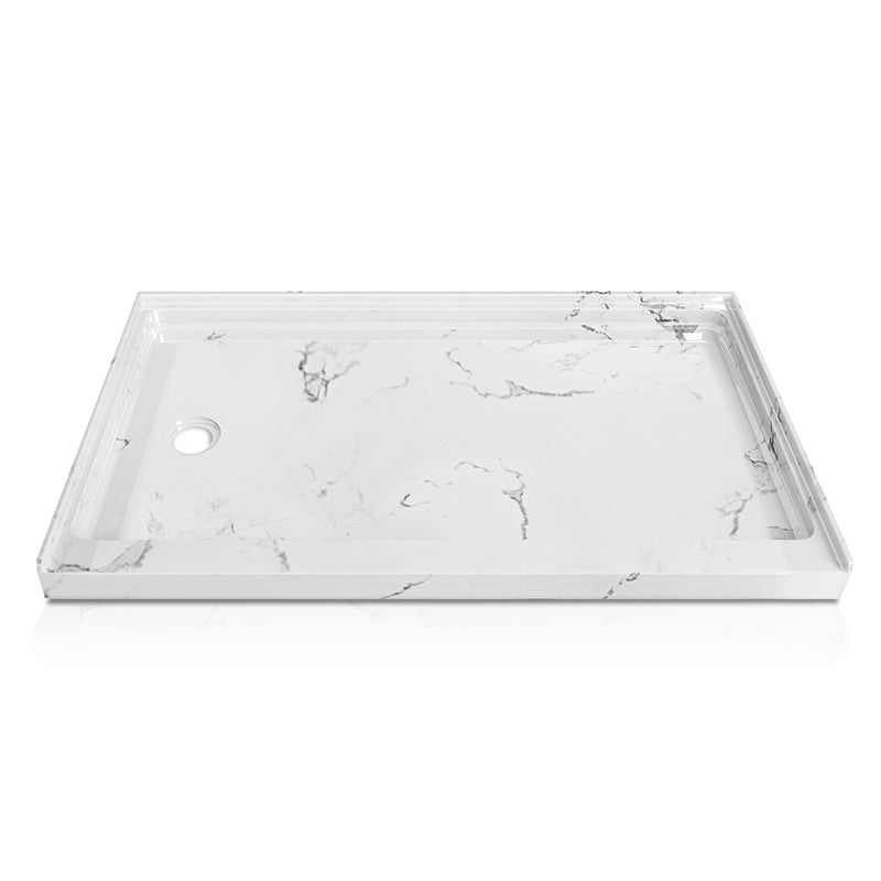 60 in. x 36 in. Shower Base with Left Drain, Single Threshold Alcove Acrylic Shower Pan, Low Profile Slip-Resistant Floor, Multiple Finish Options