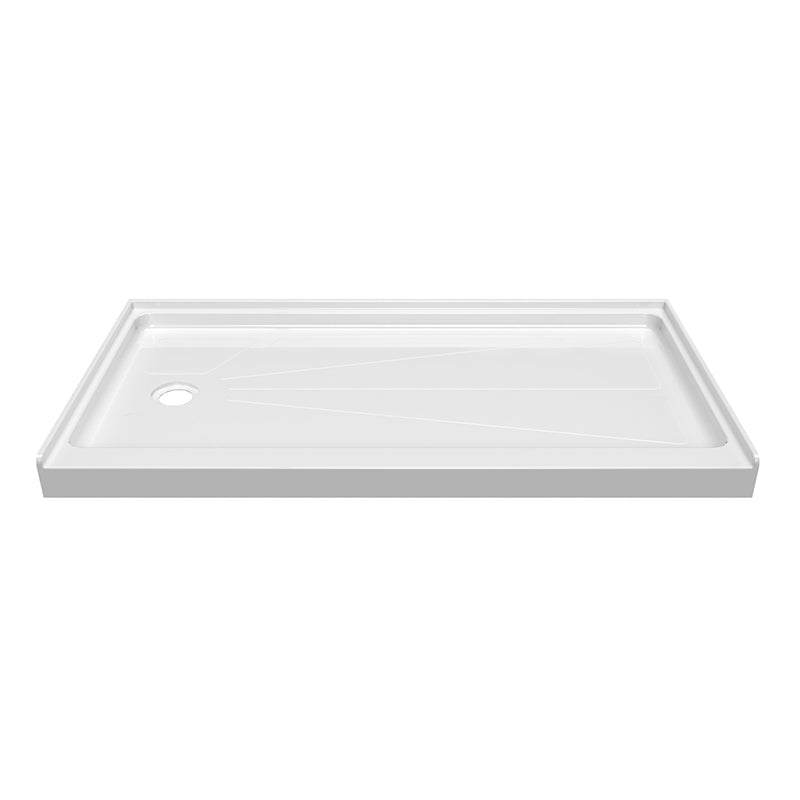 60 in. x 36 in. Shower Base with Left Drain, Single Threshold Alcove Acrylic Shower Pan, Low Profile Slip-Resistant Floor, Multiple Finish Options