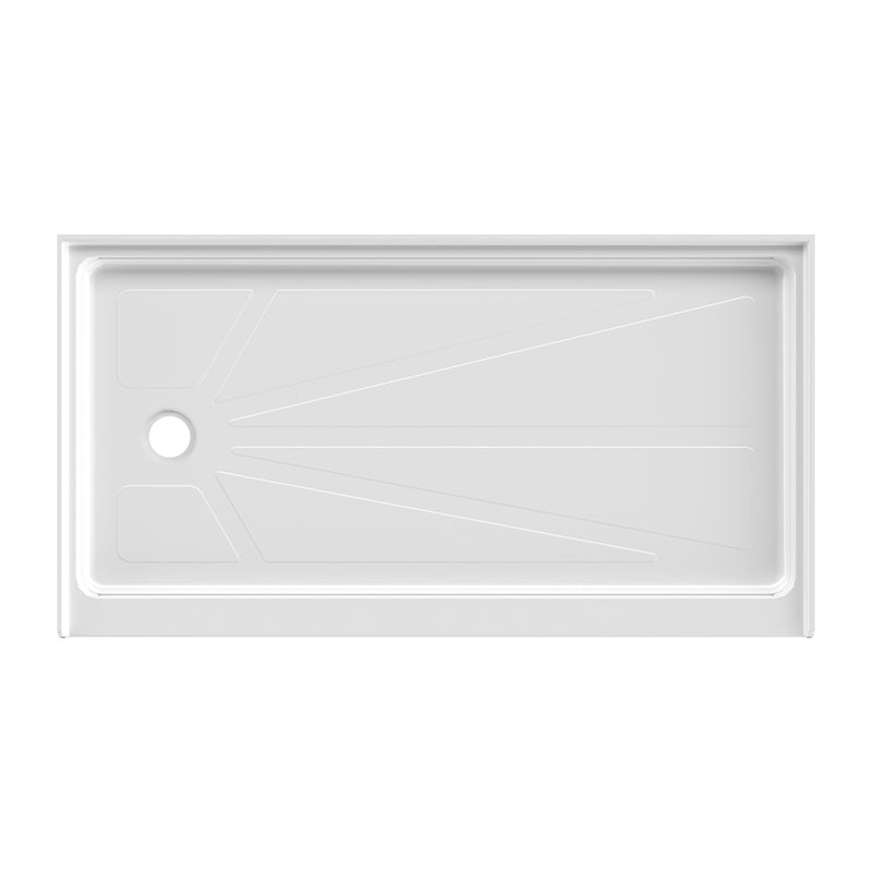 60 in. x 36 in. Shower Base with Left Drain, Single Threshold Alcove Acrylic Shower Pan, Low Profile Slip-Resistant Floor, Multiple Finish Options