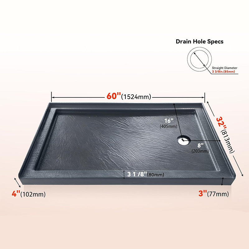 60 in. x 32 in. Right Drain Shower Base, Single Threshold Alcove Acrylic Shower Pan with Integrated Tile Flange, Low Profile Slip-Resistant Floor, Multiple Finish Options