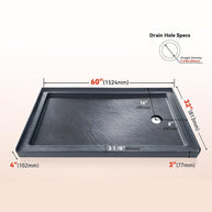 60 in. x 32 in. Right Drain Shower Base, Single Threshold Alcove Acrylic Shower Pan with Integrated Tile Flange, Low Profile Slip-Resistant Floor, Multiple Finish Options