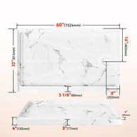 60 in. x 32 in. Right Drain Shower Base, Single Threshold Alcove Acrylic Shower Pan with Integrated Tile Flange, Low Profile Slip-Resistant Floor, Multiple Finish Options