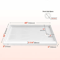 60 in. x 32 in. Right Drain Shower Base, Single Threshold Alcove Acrylic Shower Pan with Integrated Tile Flange, Low Profile Slip-Resistant Floor, Multiple Finish Options