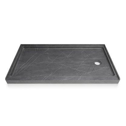 60" x 34" Single Threshold Acrylic Shower Base, Slip-Resistant Textured Shower Pan