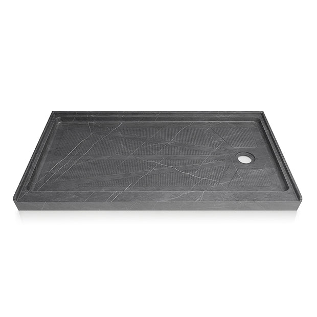 60" x 34" Single Threshold Acrylic Shower Base, Slip-Resistant Textured Shower Pan
