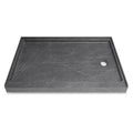 60 in. x 36 in. Alcove Shower Base with Right Drain, Low Profile Slip Resistant Acrylic Fiberglass Shower Pan, Available in White and Gray Marble Finishes