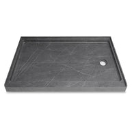 60 in. x 36 in. Alcove Shower Base with Right Drain, Low Profile Slip Resistant Acrylic Fiberglass Shower Pan, Available in White and Gray Marble Finishes