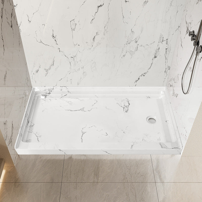 60 in. x 36 in. Alcove Shower Base with Right Drain, Low Profile Slip Resistant Acrylic Fiberglass Shower Pan, Available in White and Gray Marble Finishes