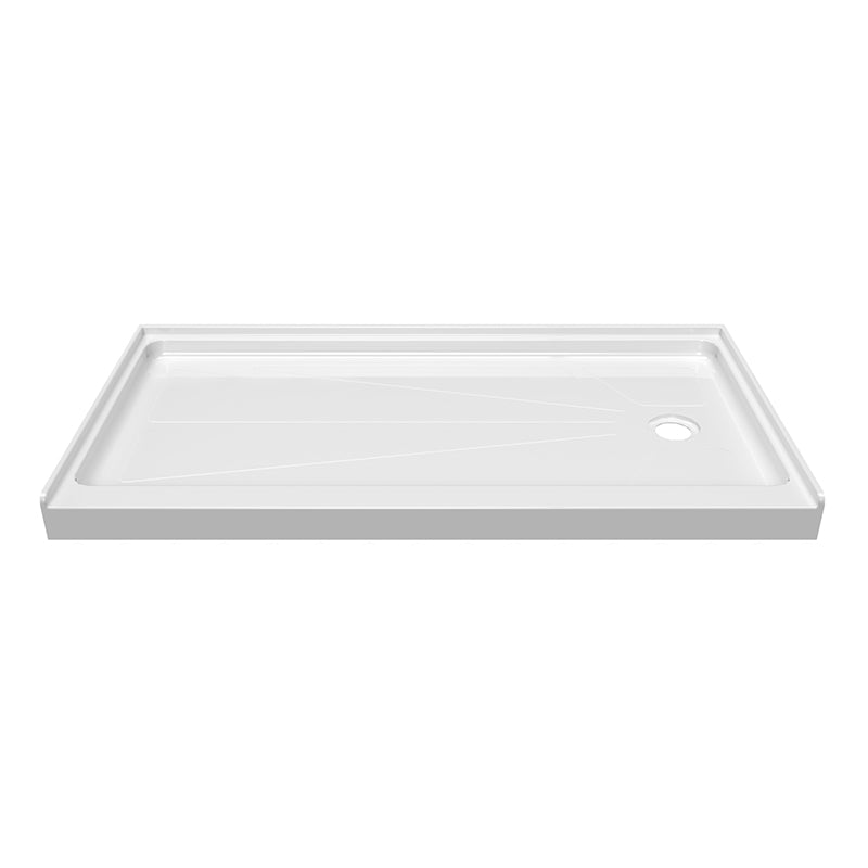 60 in. x 36 in. Alcove Shower Base with Right Drain, Low Profile Slip Resistant Acrylic Fiberglass Shower Pan, Available in White and Gray Marble Finishes
