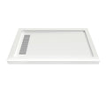 60 in. x 36 in. Shower Base with Center/Left/Right Drain, Alcove Fiberglass Shower Pan with Removable Aluminum Flange, Slip-Resistant Pre-Sloped Floor, Multiple Finish Options
