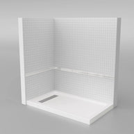 60 in. x 36 in. Shower Base with Center/Left/Right Drain, Alcove Fiberglass Shower Pan with Removable Aluminum Flange, Slip-Resistant Pre-Sloped Floor, Multiple Finish Options