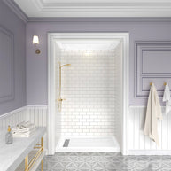 60 in. x 36 in. Shower Base with Center/Left/Right Drain, Alcove Fiberglass Shower Pan with Removable Aluminum Flange, Slip-Resistant Pre-Sloped Floor, Multiple Finish Options