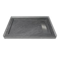 Shower Pan, with Linear Drain Cover and Reversible Drain, Pre-Sloped Acrylic and Fiberglass Shower Base with Removable Flanges, Gray Marble