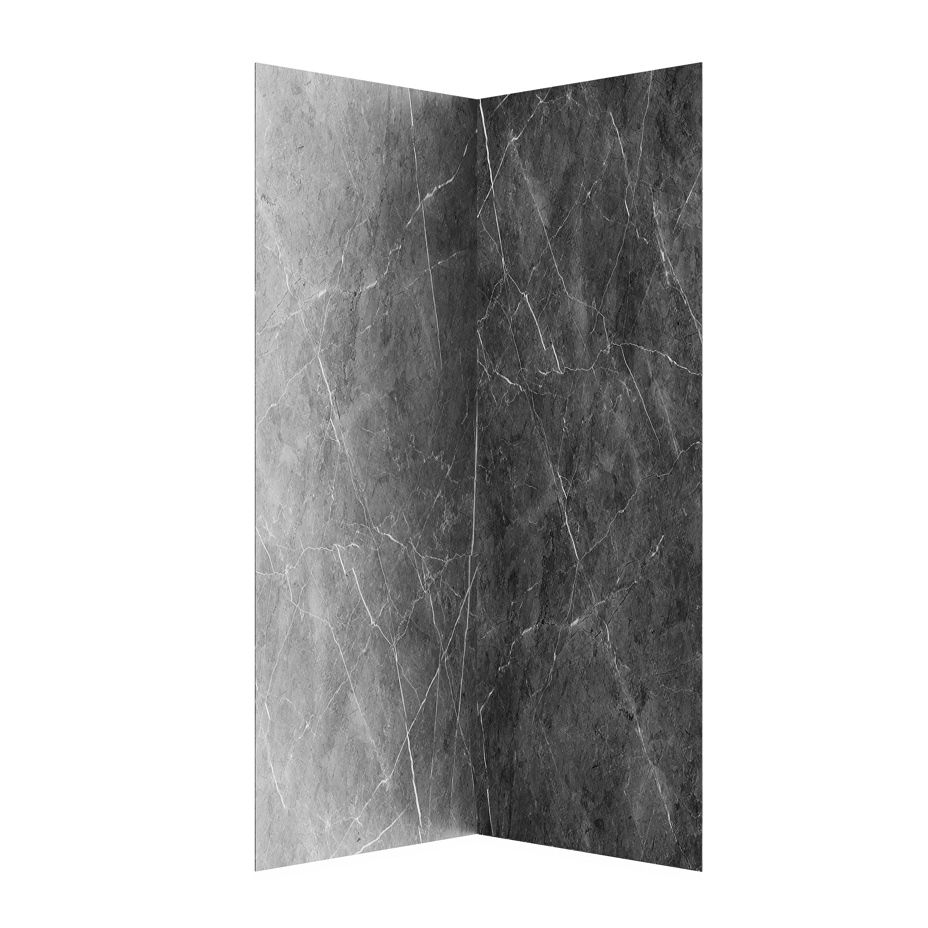 Jazz Gray Matte Acrylic Shower Wall Panels – 0.11in Thick, Includes Corner & Edge Trim, Waterproof & Low-Maintenance Bathroom Upgrade