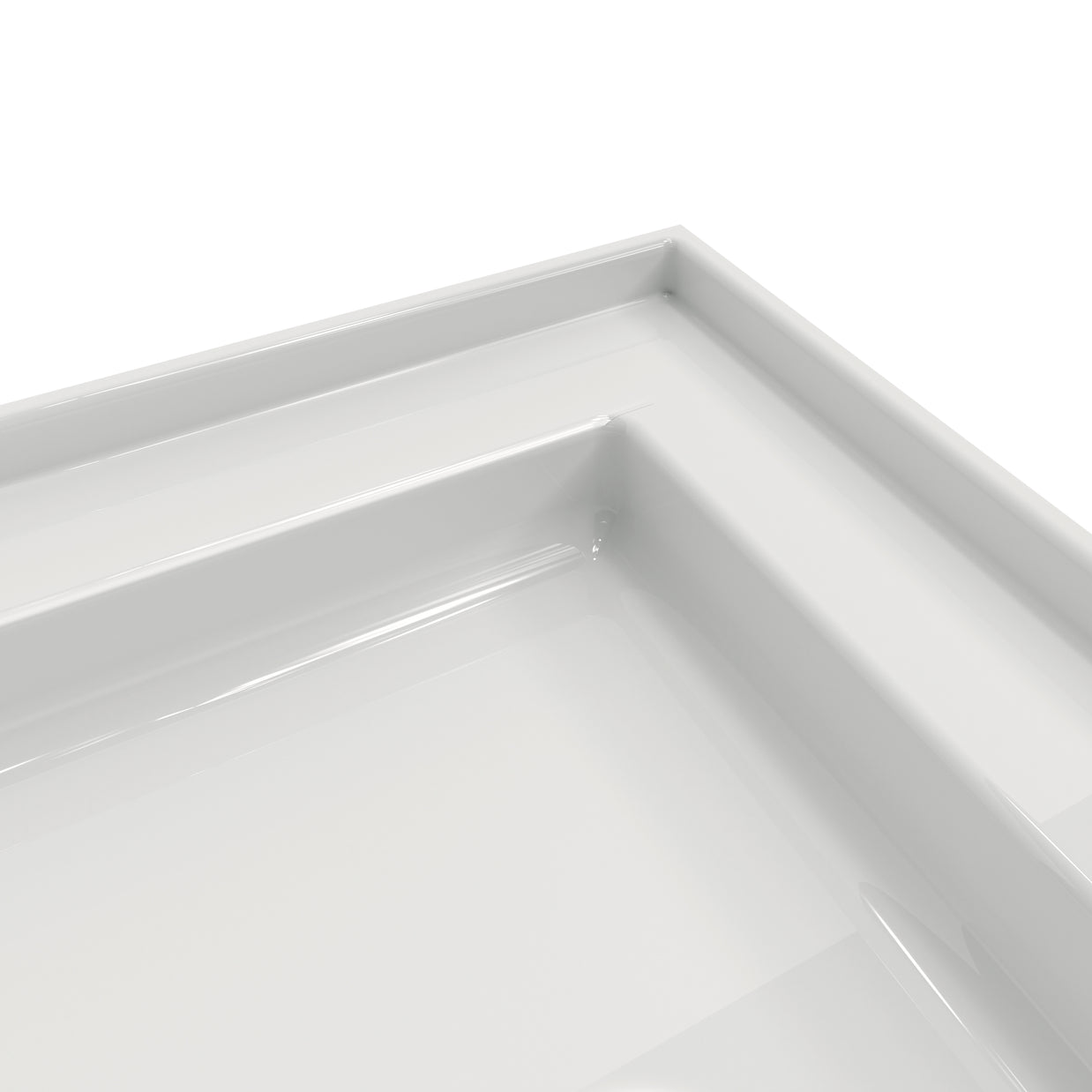 Single Threshold Shower Pan with Center Drain, Non-Slip Texture Acrylic and Fiberglass Shower Base - White