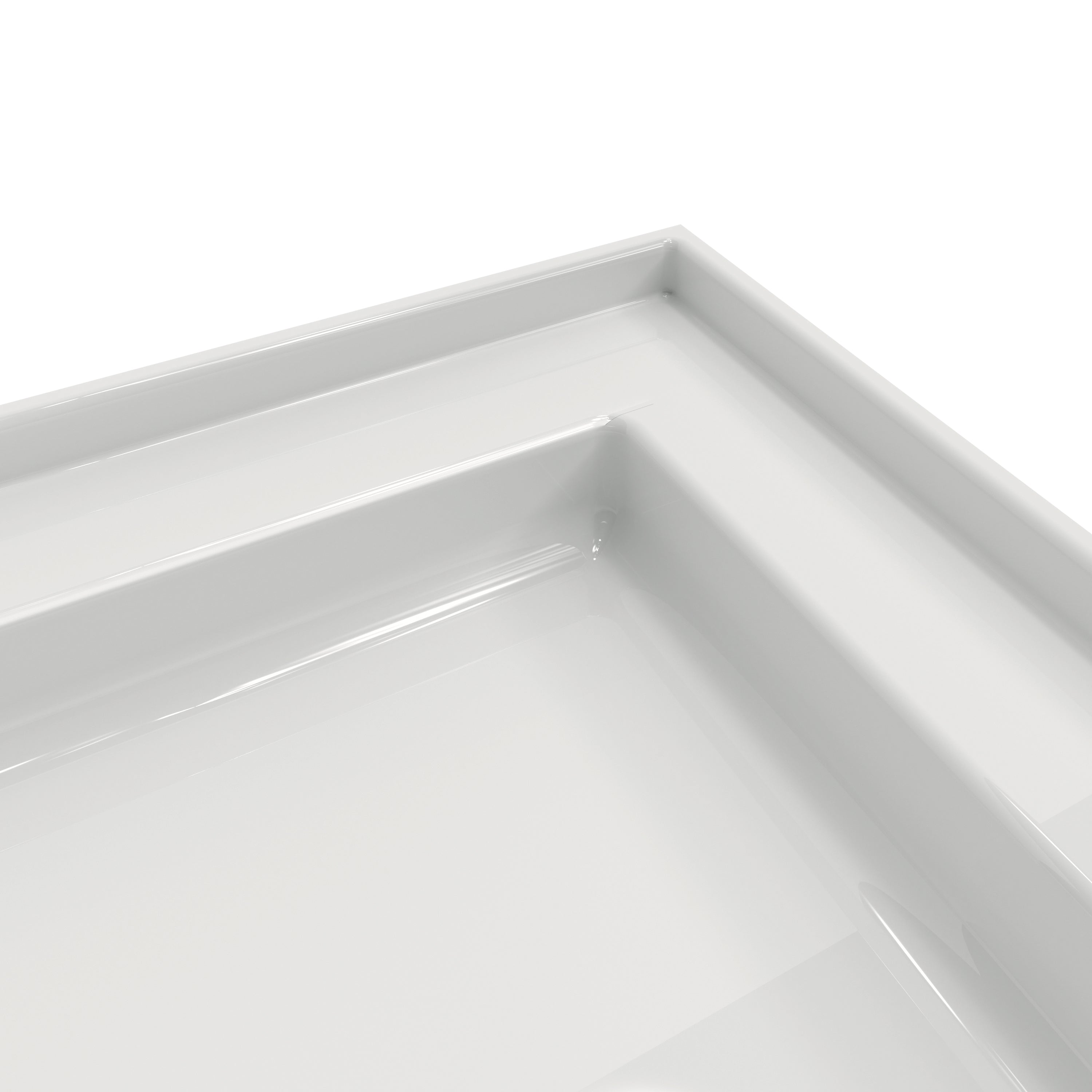 Single Threshold Shower Pan with Center Drain, Non-Slip Texture Acrylic and Fiberglass Shower Base - White