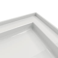 Single Threshold Shower Pan with Center Drain, Non-Slip Texture Acrylic and Fiberglass Shower Base - White