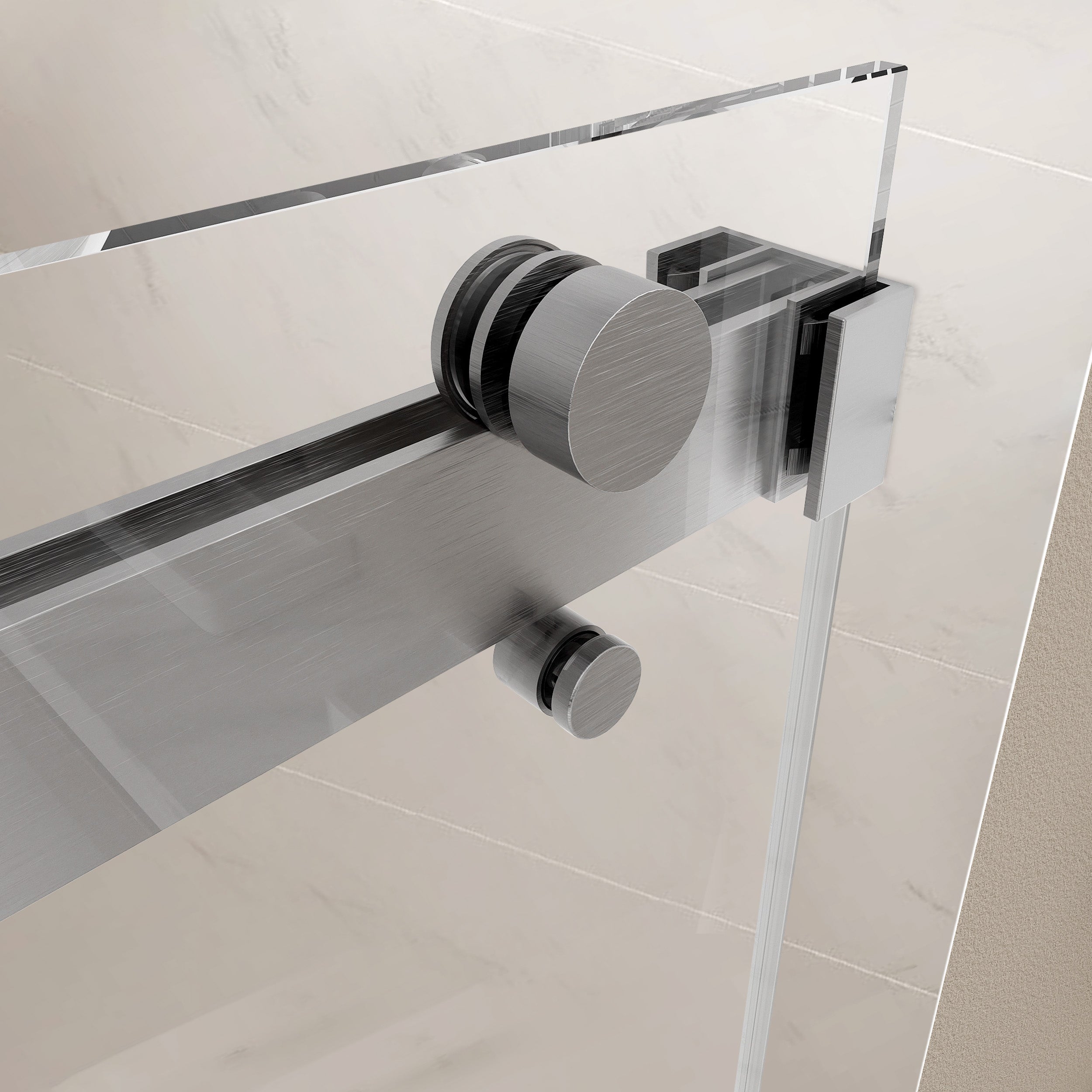 Frameless Double Sliding Shower Door with Soft-Closing, 3/8