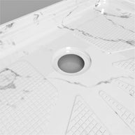 Single Threshold Shower Base with Non-Slip Texture – Left Drain Acrylic and Fiberglass Shower Pan - Carrara White