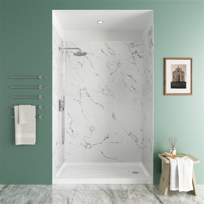 Jazz White Matte Acrylic Shower Wall Panels – 0.11in Thick, Includes Corner &amp; Edge Trim, Waterproof &amp; Low-Maintenance Bathroom Upgrade