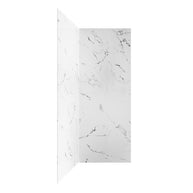 Jazz White Matte Acrylic Shower Wall Panels – 0.11in Thick, Includes Corner & Edge Trim, Waterproof & Low-Maintenance Bathroom Upgrade