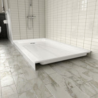 Single Threshold Shower Pan – Left Side Drain, Acrylic & Fiberglass Composite, Standard 2” Drain Compatible – White