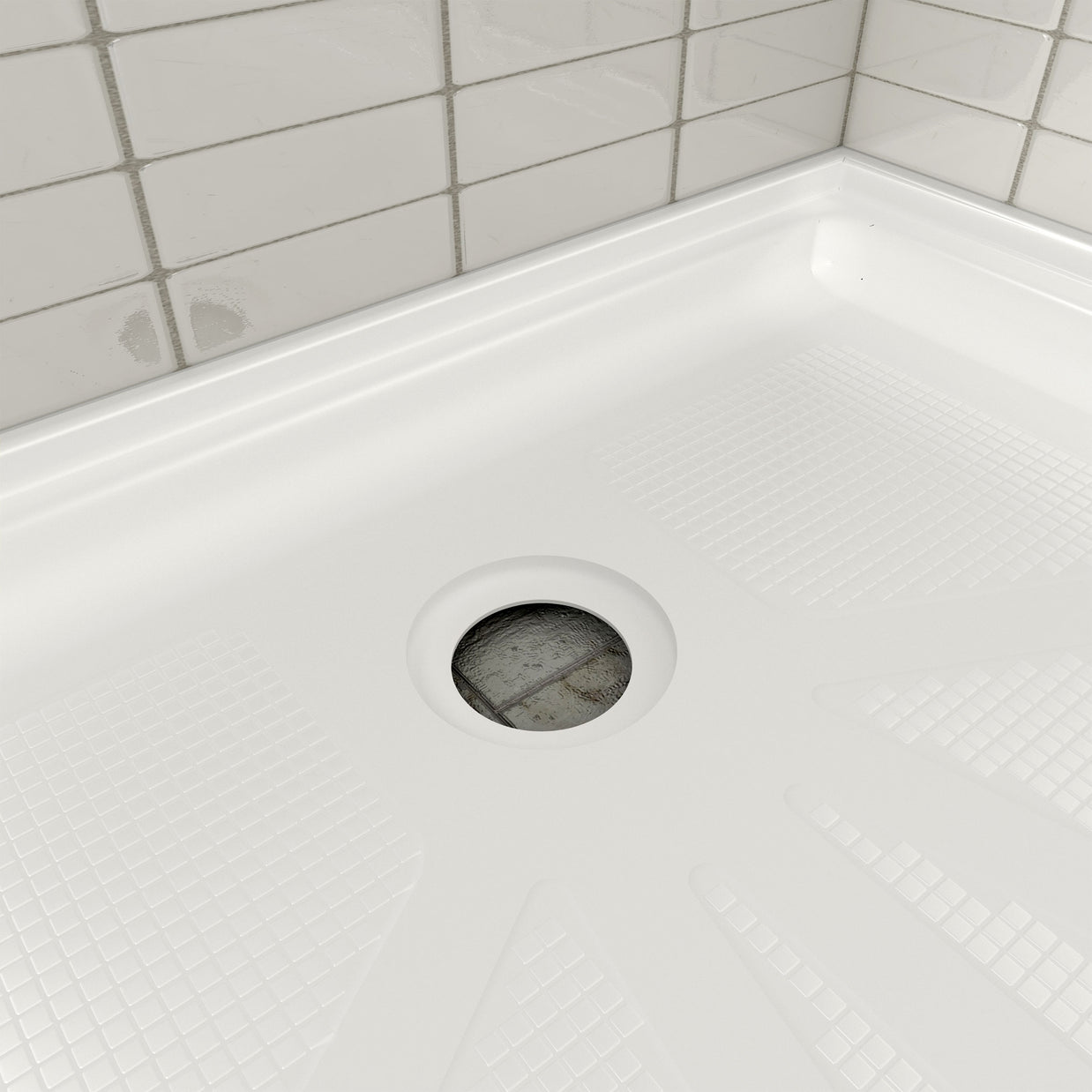 Single Threshold Shower Pan – Left Side Drain, Acrylic & Fiberglass Composite, Standard 2” Drain Compatible – White