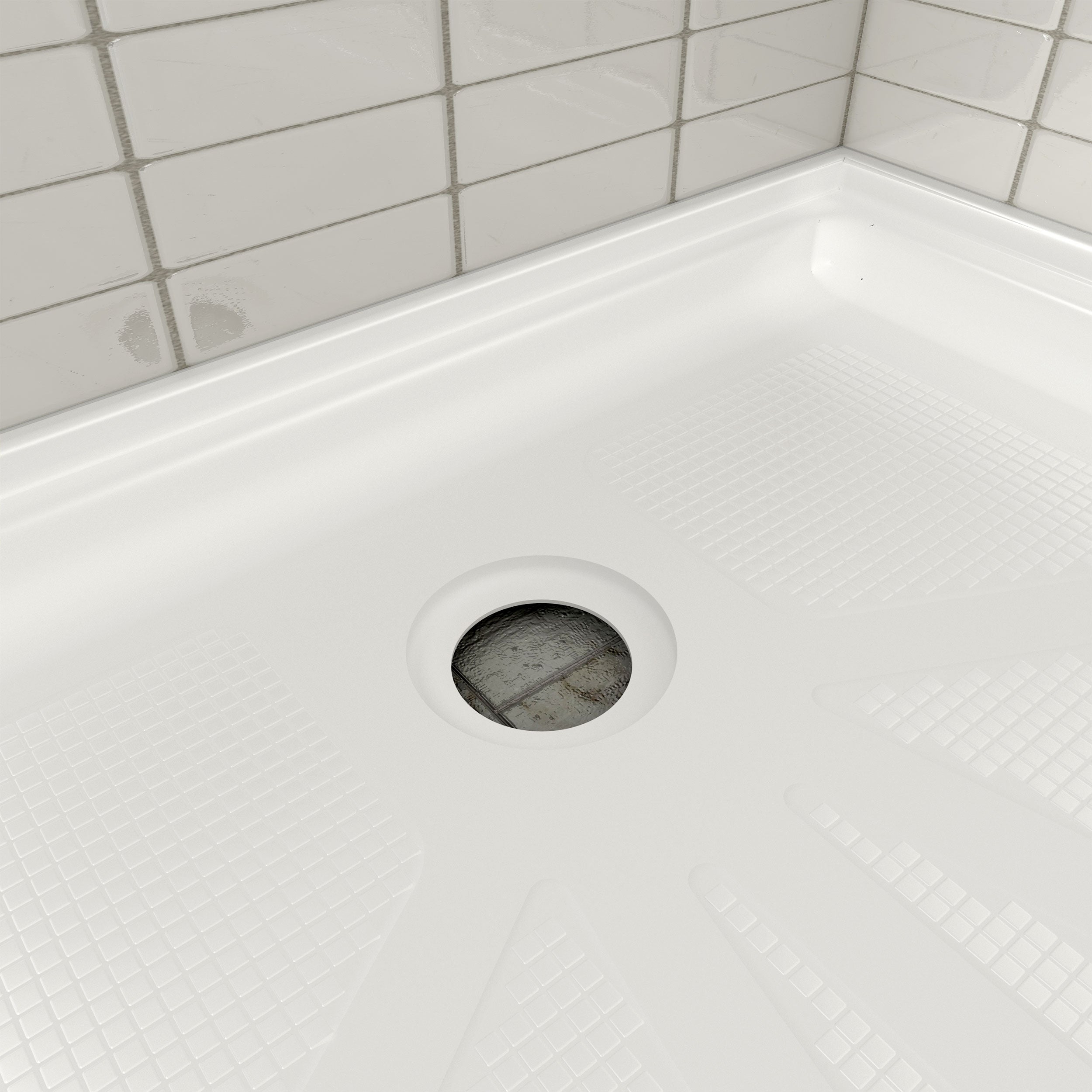 Single Threshold Shower Pan – Left Side Drain, Acrylic & Fiberglass Composite, Standard 2” Drain Compatible – White