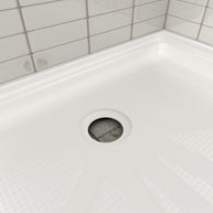 Single Threshold Shower Pan – Left Side Drain, Acrylic & Fiberglass Composite, Standard 2” Drain Compatible – White