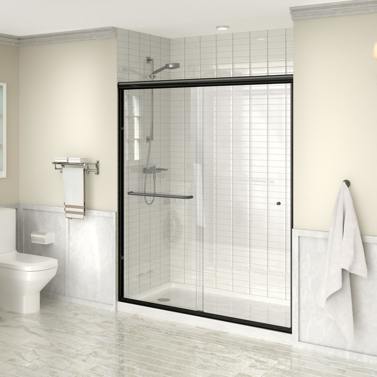 Single Threshold Shower Pan – Left Side Drain, Acrylic & Fiberglass Composite, Standard 2” Drain Compatible – White