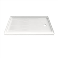Single Threshold Shower Pan – Right Side Drain, Acrylic & Fiberglass Composite, Standard 2” Drain Compatible – White