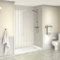 Single Threshold Shower Pan – Right Side Drain, Acrylic & Fiberglass Composite, Standard 2” Drain Compatible – White