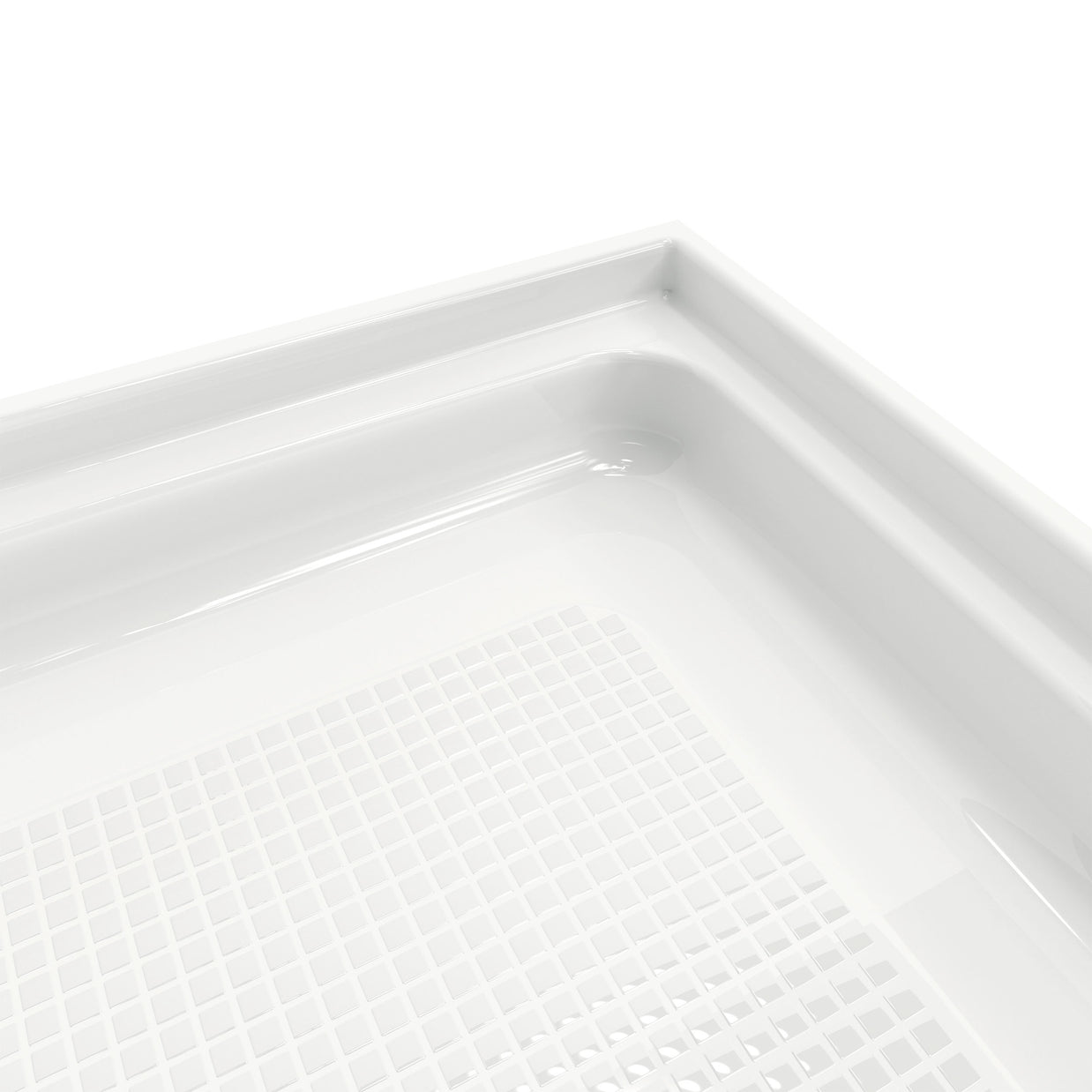 Single Threshold Shower Pan – Right Side Drain, Acrylic & Fiberglass Composite, Standard 2” Drain Compatible – White