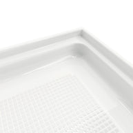 Single Threshold Shower Pan – Right Side Drain, Acrylic & Fiberglass Composite, Standard 2” Drain Compatible – White